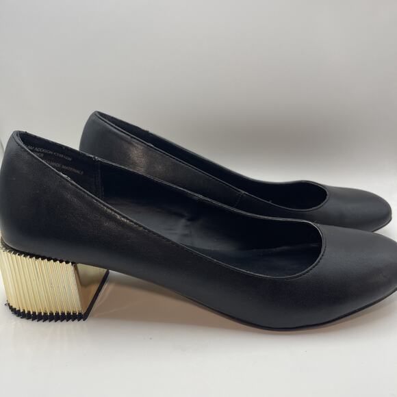 Kensie Black Pumps Gold Heel Toe US 8 Women - Picture 1 of 9